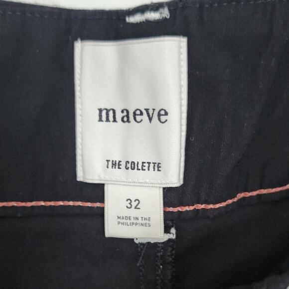 ANTHROPOLOGIE MAEVE The Colette Contrast Stitch Cropped Wide Leg Pants 32 Black - Picture 2 of 8